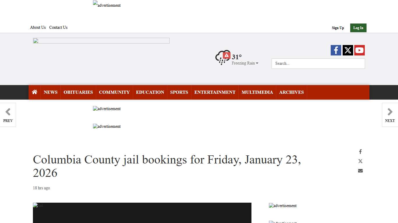 Columbia County jail bookings for Friday, January 23, 2026 Public Records magnoliareporter.com